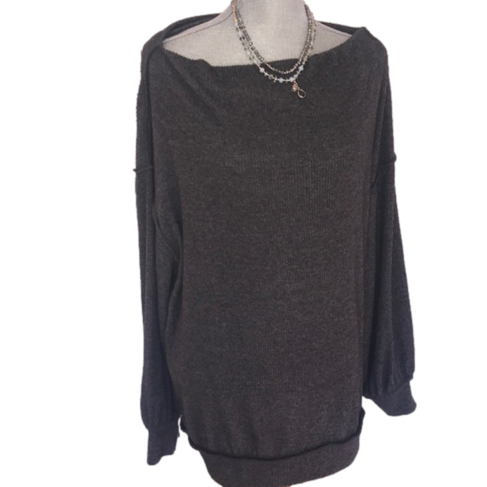 NWT Free People oversized ribbed grey sweater